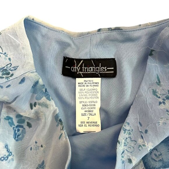 Vintage‎ Y2K Deadstock Fairy Floral Asymmetric Ruffle Midi Dress Blue Small - Picture 9 of 13